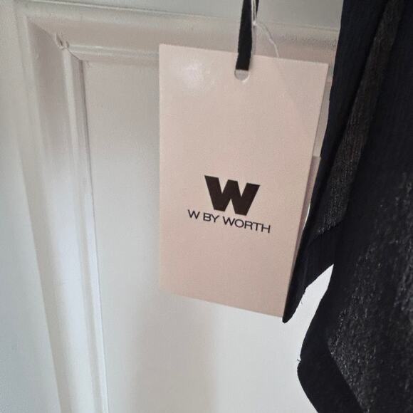 W by Worth NEW Navy Blue Long Tunic Sheer Button Down Blouse Womens Size 4 NWT - Picture 7 of 8